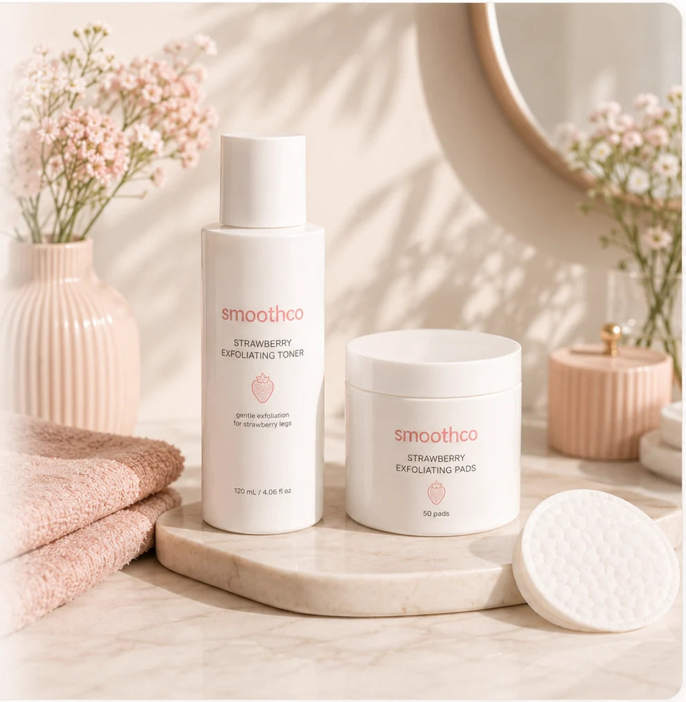 Smoothco Strawberry Exfoliating Toner and Strawberry Exfoliating Pads