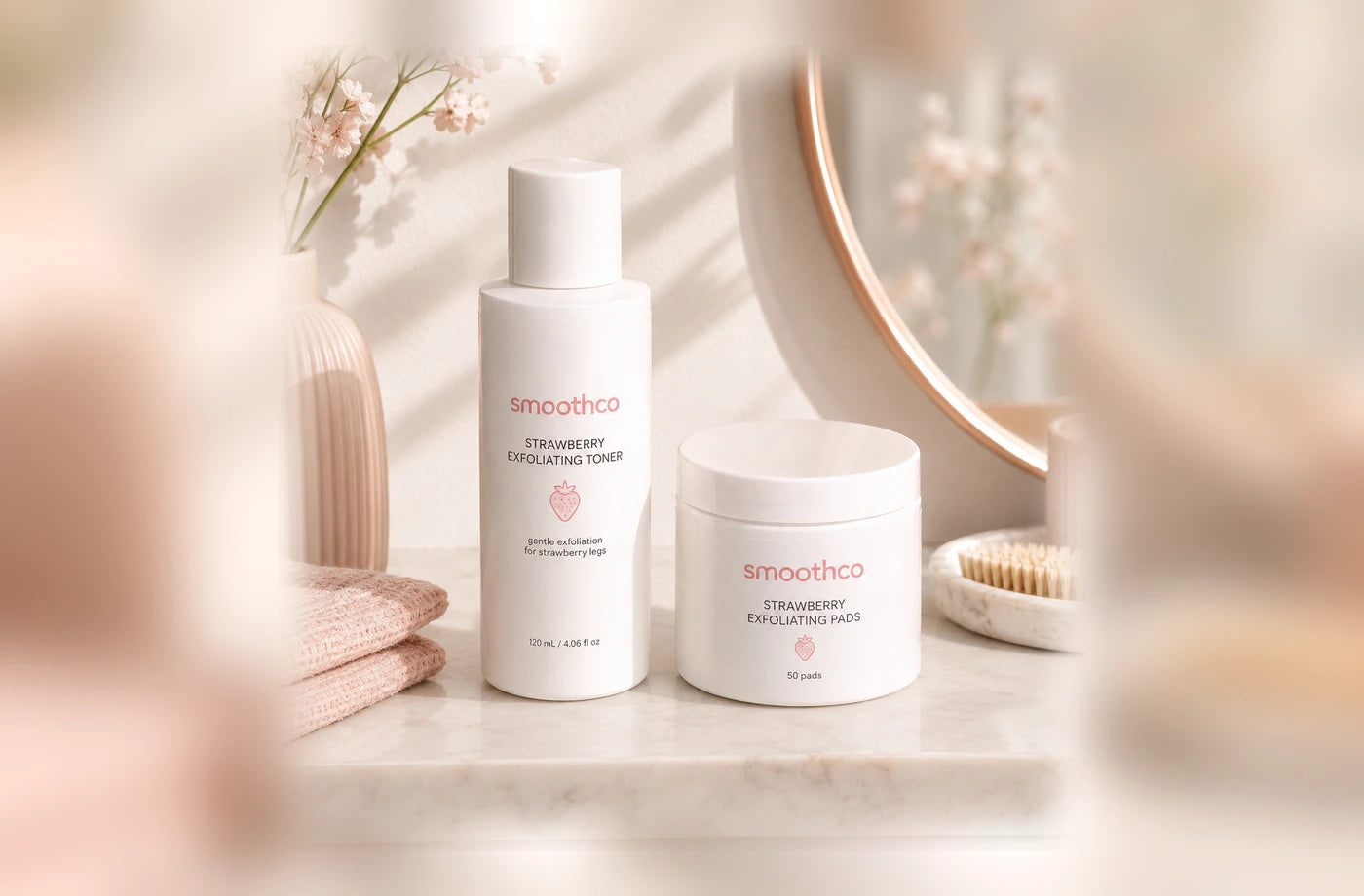 Smoothco Strawberry Exfoliating Toner and Exfoliating Pads